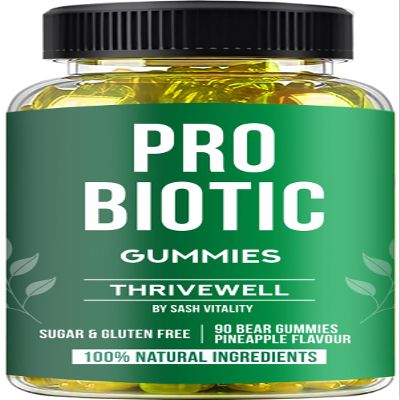 Probiotics Gummies for Adults and Kids - 60 Gummies - Vitamin C, B3, B5, B6 - UK Made Sash Vitality - Gut Health - Immune System Support - Digestive Support - Supports Oral Health (Pineapple Flavour)