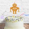 Cakeshop Cake Decoration Pack | Robot Alien Birthday Premium Double Sided Glitter Card Cake Topper & 25g Party Pack of Cake Sugar Sprinkles | Custom Name & Age Cake Decorations (Orange) view 2