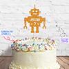 Cakeshop Cake Decoration Pack | Robot Alien Birthday Premium Double Sided Glitter Card Cake Topper & 25g Party Pack of Cake Sugar Sprinkles | Custom Name & Age Cake Decorations (Orange) view 3