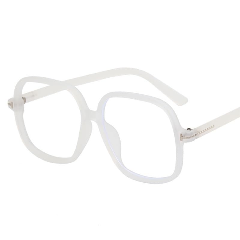 PARWANA Oversized Retro Blue Light Blocking Reading Glasses Anti UV Large HD Computer Readers Eyewear Square Flat Light Mirror (Color : Sand-clear, Size : +250)