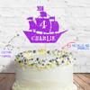 Cakeshop Cake Decoration Pack | Pirate Ship Birthday Premium Double Sided Glitter Card Cake Topper & 25g Party Pack of Cake Sugar Sprinkles | Custom Name & Age Cake Decorations (Purple) view 2