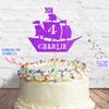 Cakeshop Cake Decoration Pack | Pirate Ship Birthday Premium Double Sided Glitter Card Cake Topper & 25g Party Pack of Cake Sugar Sprinkles | Custom Name & Age Cake Decorations (Purple) view 3