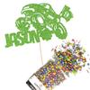 Cakeshop Cake Decoration Pack | Monster Truck Birthday Premium Double Sided Glitter Card Cake Topper & 25g Party Pack of Cake Sugar Sprinkles | Custom Name & Age Cake Decorations (Green) view 1