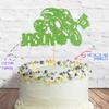 Cakeshop Cake Decoration Pack | Monster Truck Birthday Premium Double Sided Glitter Card Cake Topper & 25g Party Pack of Cake Sugar Sprinkles | Custom Name & Age Cake Decorations (Green) view 2