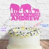 Cakeshop Cake Decoration Pack | Elephant Jungle Birthday Premium Double Sided Glitter Card Cake Topper Sign & 25g Party Pack of Cake Sugar Sprinkles | Custom Name Cake Decoration (Baby Pink) view 2