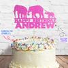 Cakeshop Cake Decoration Pack | Elephant Jungle Birthday Premium Double Sided Glitter Card Cake Topper Sign & 25g Party Pack of Cake Sugar Sprinkles | Custom Name Cake Decoration (Baby Pink) view 3