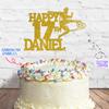 Cakeshop Cake Decoration Pack | Football Birthday Theme Premium Double Sided Glitter Card Cake Topper & 25g Party Pack of Cake Sugar Sprinkles | Custom Name & Age Cake Decoration (Gold) view 3