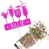Cakeshop Cake Decoration Pack | Birthday Cocktails Premium Double Sided Glitter Card Cake Topper Sign & 25g Party Pack of Cake Sugar Sprinkles | Custom Name & Age Cake Decoration (Bright Pink) view 1