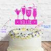 Cakeshop Cake Decoration Pack | Birthday Cocktails Premium Double Sided Glitter Card Cake Topper Sign & 25g Party Pack of Cake Sugar Sprinkles | Custom Name & Age Cake Decoration (Bright Pink) view 2