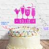 Cakeshop Cake Decoration Pack | Birthday Cocktails Premium Double Sided Glitter Card Cake Topper Sign & 25g Party Pack of Cake Sugar Sprinkles | Custom Name & Age Cake Decoration (Bright Pink) view 3