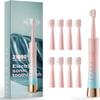 AJELU Pink & Blue Gradient Rechargeable Sonic Electric Toothbrush for Adults, 5 Modes with Smart Timer, 8 Replacement Brush Heads Soft Bristles, High Vibration, Perfect for Home, Travel, Gift view 1