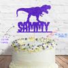 Cakeshop Cake Decoration Pack | Dinosaur Theme Birthday Premium Double Sided Glitter Card Cake Topper Sign & 25g Party Pack of Cake Sugar Sprinkles | Custom Name Cake Decorations (Bright Blue) view 2