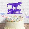 Cakeshop Cake Decoration Pack | Dinosaur Theme Birthday Premium Double Sided Glitter Card Cake Topper Sign & 25g Party Pack of Cake Sugar Sprinkles | Custom Name Cake Decorations (Bright Blue) view 3