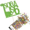 Cakeshop Cake Decoration Pack | Dinosaur Theme Birthday Premium Double Sided Glitter Card Cake Topper & 25g Party Pack of Cake Sugar Sprinkles | Custom Name & Age Cake Decoration (Green) view 1