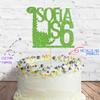 Cakeshop Cake Decoration Pack | Dinosaur Theme Birthday Premium Double Sided Glitter Card Cake Topper & 25g Party Pack of Cake Sugar Sprinkles | Custom Name & Age Cake Decoration (Green) view 2