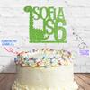 Cakeshop Cake Decoration Pack | Dinosaur Theme Birthday Premium Double Sided Glitter Card Cake Topper & 25g Party Pack of Cake Sugar Sprinkles | Custom Name & Age Cake Decoration (Green) view 3
