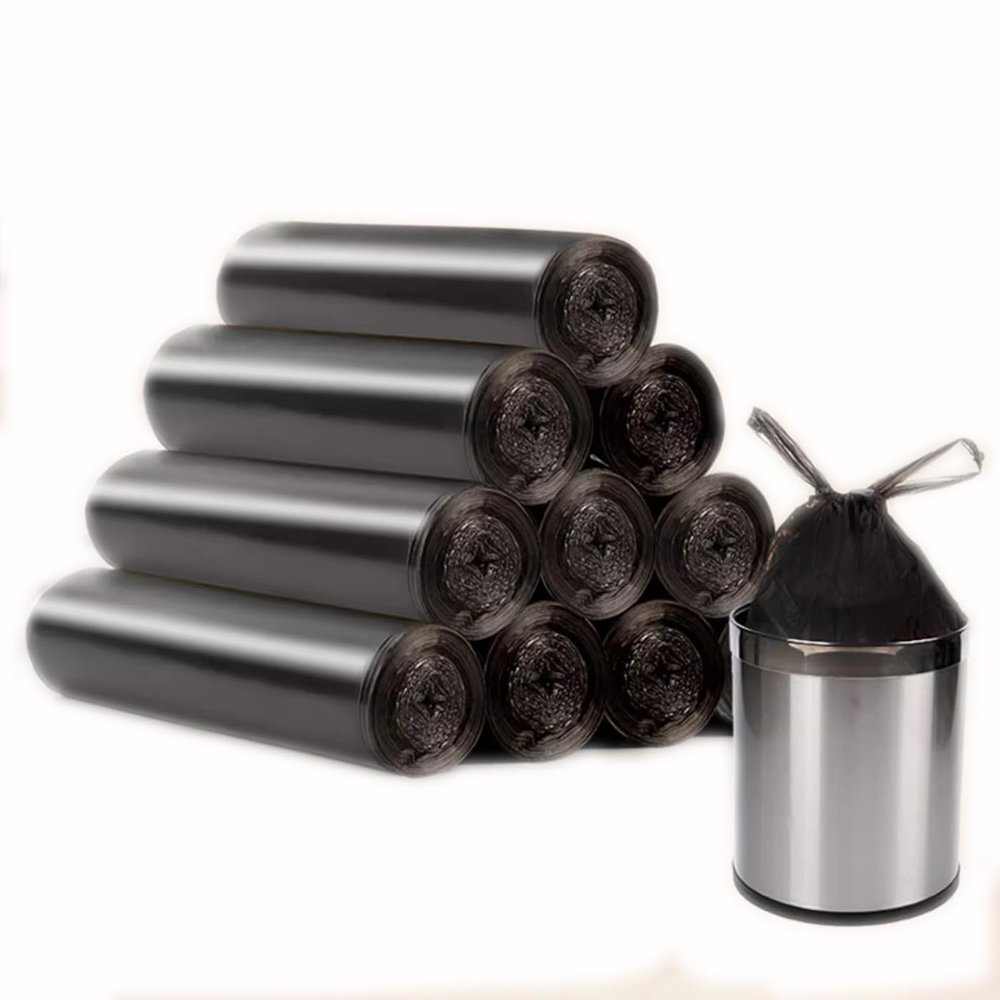 10 Litre Waste Bag,Portable PE Extra Strong Bin Liners with Handle,10 rolls black / 200 counts in total