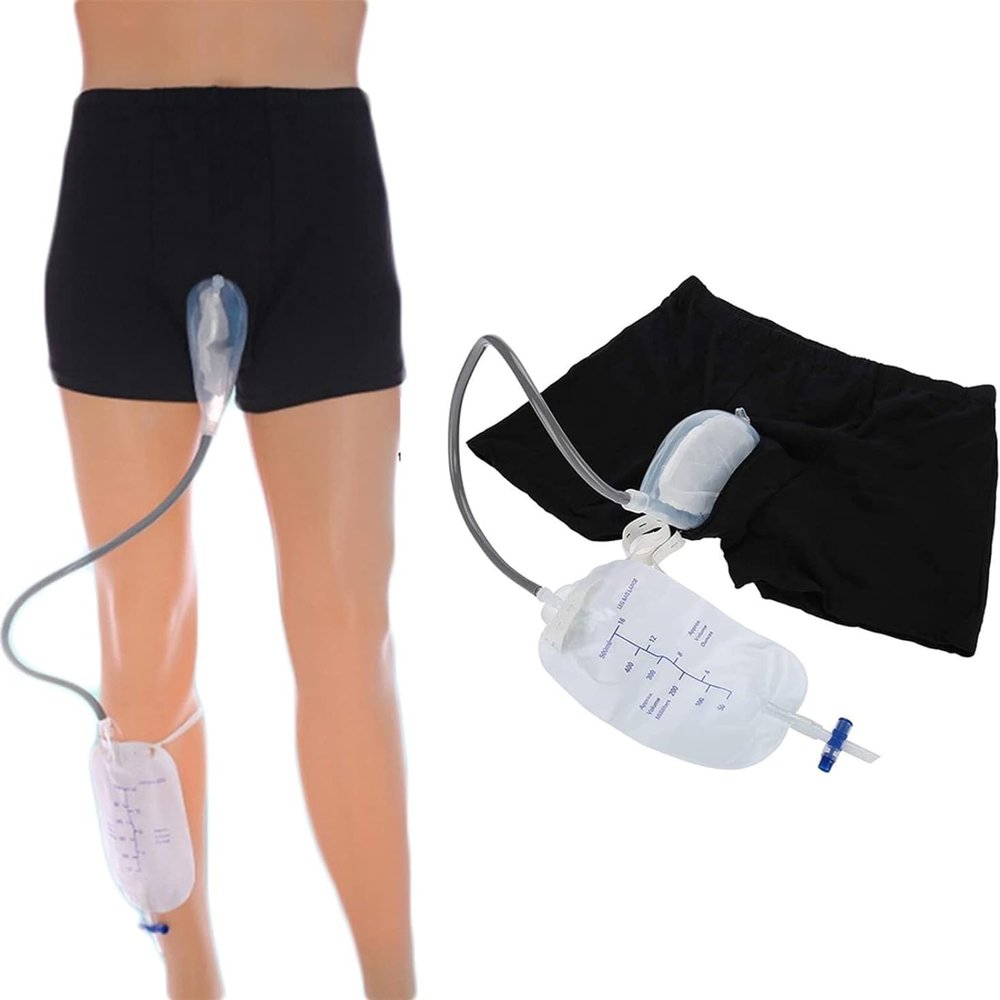 Wearable Urine Bag Incontinence Pants For Men, Urine Bag Holder Collection Bag Portable Leak Proof Urine Funnel Urinary Drainage Stabilizatio Device Spill Proof Collector (Size : Medium (69-92cm))