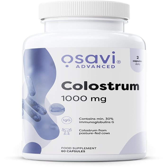 Osavi Colostrum 1000mg 60 Capsules | HighPotency Colostrum Bovine with 30% Immunoglobulins G | Sourced from HolsteinFriesian Cows | GMOFree