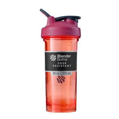 BlenderBottle Shaker Bottle Pro Series Perfect for Protein Shakes and Pre Workout, 28-Ounce, Full-Color Coral