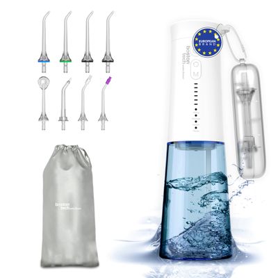 Cordless Water Flosser for Teeth  Aquapik UltraCare ONE | 4 Modes & 6 Pressure Levels | 250ml Tank & USB Rechargeable | 8 Nozzles | for Implants, Braces & Gum Health | European Brand