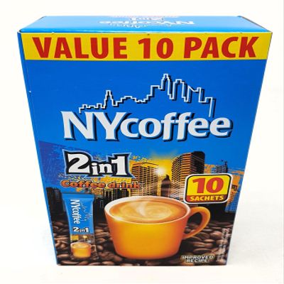 NY Coffee 2in1 Coffee Sachets x10 Sticks 140g (Box of 10, Total 100 Sachets)