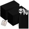 100-Pack Disposable Napkins With Pocket For Flatware, Black Napkins Paper For Wedding, Dinner Or Party, Built-In Pocket For Silverware, Prefolded view 1