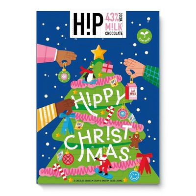 H!P Vegan Milk Chocolate Advent Calendar 2025 25 Plant-Based Oat Milk Chocolates in Two Festive Flavours Plastic-Free, Ethically Sourced & Sustainable Christmas Countdown 120g