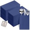 100-Pack Disposable Napkins With Pocket For Flatware, Blue Napkins Paper For Wedding, Dinner Or Party, Built-In Pocket For Silverware, Prefolded view 1