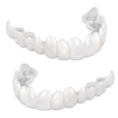 2 Pairs Fake Teeth,Upper & Lower Teeth Veneers Snap on Teeth Veneers Fake Teeth Smile Braces Cover The Imperfect Teeth, Make White Tooth Beautiful Neatr