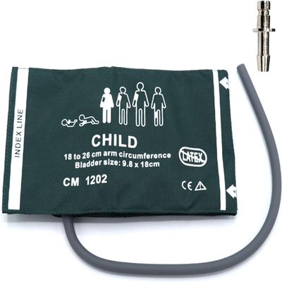 Universal NIBP Cuff with BP12 Connector for Child, 18-26 cm Reusable Single Tube Nylon Replacement BP Cuff with Inner Airbag for Blood Pressure Monitor Machine