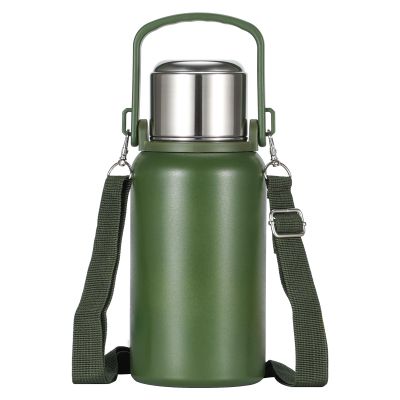 Insulated Water Bottle Metal Water Bottle 32oz/1000ml, Large Double Wall Metal Sports Water Bottle with Lid & Strap Design for Men, Women, for Gym Camping Hiking Travel Home Office, Green