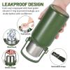 Insulated Water Bottle Metal Water Bottle 32oz/1000ml, Large Double Wall Metal Sports Water Bottle with Lid & Strap Design for Men, Women, for Gym Camping Hiking Travel Home Office, Green view 2