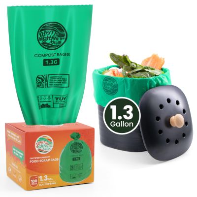 Compost Bags 1.3 Gallon,100 Count,Compostable Small Trash Bags for Kitchen Countertop Compost Bin 0.75, 1,1.2, 1.3Gallon,ASTM D6400, US BPI and Europe OK compost HOME certified