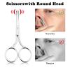 YUXIANLB 2PCS Professional Grooming Scissors for Personal Care, Hair Cutting and Eyebrow Trimming, Nose Trimmer and Facial Hair Removal, Round Tip Design Stainless Steel Scissors (Silver) view 3