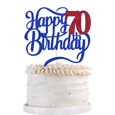 Glitter Happy 70th Birthday Cake Topper-Hello 70Cheers to 70 Years,70Anniversary,70 Fabulous Cake Decor,Men/Women 70th Birthday Party Cake Decorations