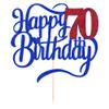 Glitter Happy 70th Birthday Cake Topper-Hello 70Cheers to 70 Years,70Anniversary,70 Fabulous Cake Decor,Men/Women 70th Birthday Party Cake Decorations view 2