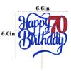 Glitter Happy 70th Birthday Cake Topper-Hello 70Cheers to 70 Years,70Anniversary,70 Fabulous Cake Decor,Men/Women 70th Birthday Party Cake Decorations view 3