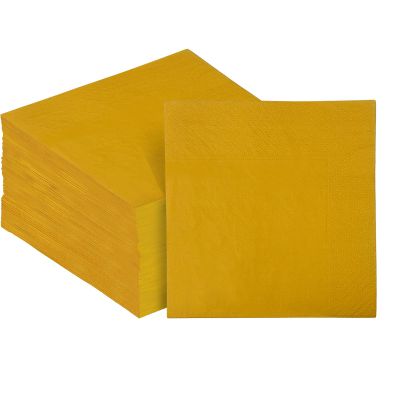 Surprisist GingerYellow Cocktail Napkins 5 * 5inch disposable Beverage Napkin paper for Cocktail, Wedding, DinnerBirthday Party Dessert Wine Paper Napkins 120 Count