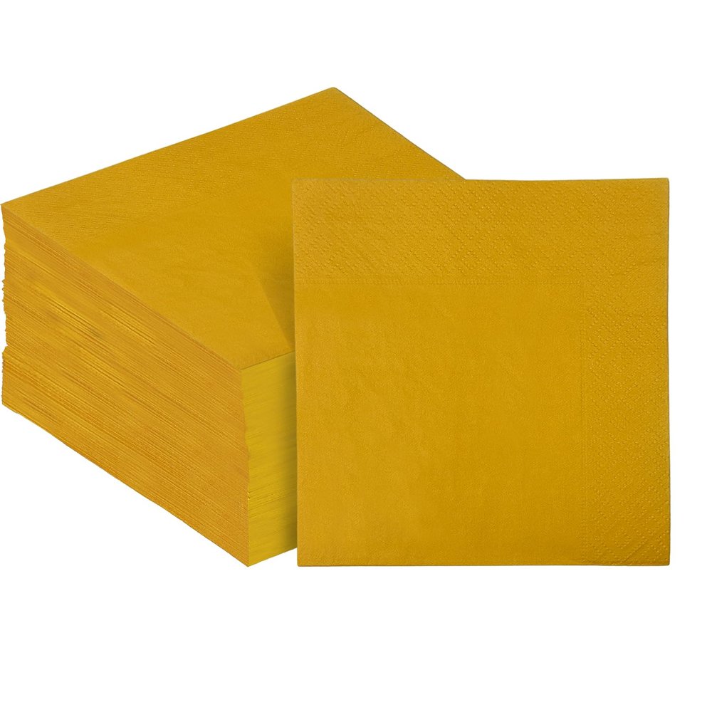 Surprisist GingerYellow Cocktail Napkins 5 * 5inch disposable Beverage Napkin paper for Cocktail, Wedding, DinnerBirthday Party Dessert Wine Paper Napkins 120 Count