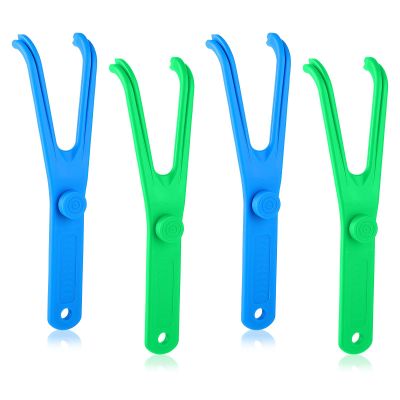 Aster 4 Pcs Dental Floss Holder, Reusable Flosser Picks, Interdental Toothpick Flossers Reusable Floss Handle Holder for Oral Teeth Clearing, Adults and Kids Dental Tools, Blue & Green