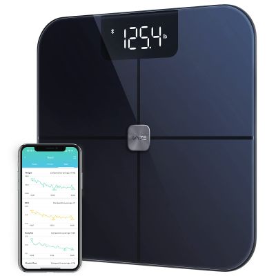Wyze Scale for Body Weight, Digital Bathroom Smart Scale for Body Fat, BMI, and Heart Rate, 12 Body Composition Analyzer with App, Bluetooth, 400 lb - Black