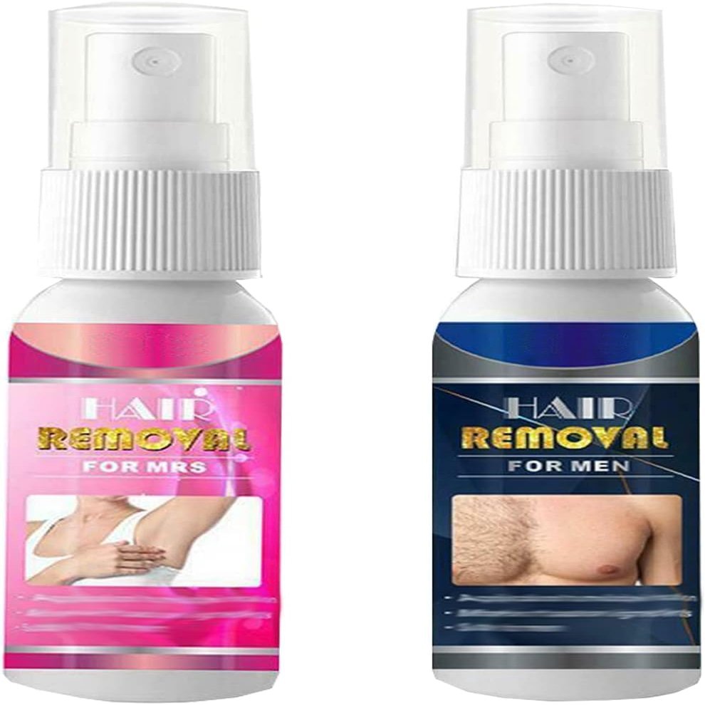 100% All Natural Permanent Hair Removal Spray, Non-Irritating & Painless Hair Removal for Men and Women, for Arm, Underarm, Legs 30ml (Men+Women)