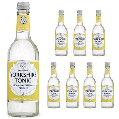 Tonic Water for Gin - Premium Tonic Water w/Quassia & Sicilian Lemon Extracts, Sugar, Carbonated Water, & Vitamin C - Mixers for Drinks, Vodka, Cocktails, & Mocktails - Raisthorpe Manor, 500ml, 8-Pk