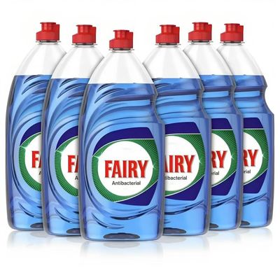Fairy Platinum Ecalyptus Antibacterial Washing Up Dishwashing Soap Liquid - Lasts 50% Longer - New And Improved Formula - (6x870ml)