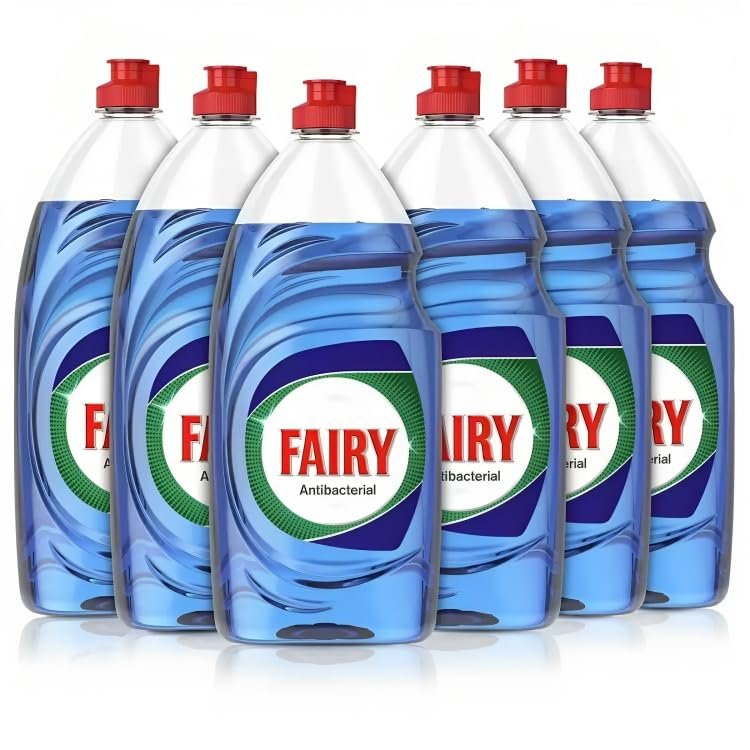 Fairy Platinum Ecalyptus Antibacterial Washing Up Dishwashing Soap Liquid - Lasts 50% Longer - New And Improved Formula - (6x870ml)