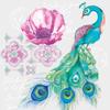 Flowery 3-Ply Spring Flowers Tissue Paper Napkins Serviettes for Decoupage Lunch 33cm x 33cm - Pack of 20 (Watercolour Collage with Peacock Bird),(SD) view 1