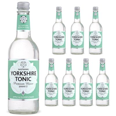 Apple & Elderflower Tonic Water for Gin - Tonic Water w/Natural Quassia Extract, Sugar, Carbonated Water, & Vitamin C - Mixers for Drinks, Vodka, Cocktails, Mocktails - Raisthorpe Manor, 500ml, 8-Pk