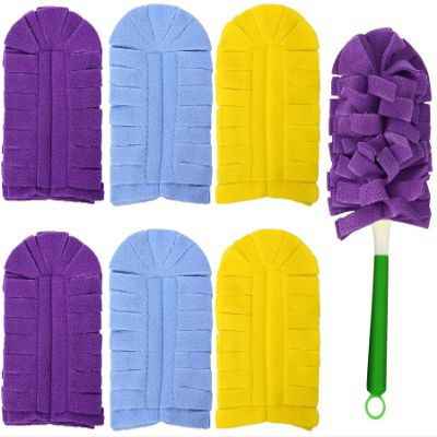 (6 Pack) 360 Fleece Duster Refills for Swiffer-Washable Refills Reusable Duster Pads|Wet and Dry Dual Use|Reusable Duster Heads +Comes with a Handle