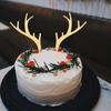 Kichvoe 20pcs Antler Deer Cupcake Toppers Christmas Elk Cake Toppers Acrylic Reindeer Cupcake Toppers Picks Dessert Fruit Picks for Xmas Festival Party Cake Decorations Gold view 2